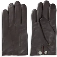 Hugo Lederhandschuhe »Jaan« mit Logo auf dem Knopf braun