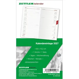 Neumann Kalenderersatzeinlage 1W/1S 2027 Taschenkalender 9x15 cm