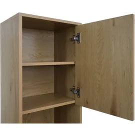 Mendler Hochschrank HWC-O42, Badschrank Badregal Badezimmer Schrankfächer Wäschekorb, MDF Melamin 174x39x30cm ~ Holzoptik natur