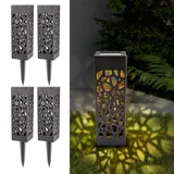 Eaxus® 4er Set LED Solar Gartenleuchten für Außen - Wunderschöne Gartendeko mit Lichtmotiv. Solar Laterne, Schwarz