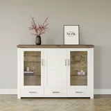 Set One by Musterring Highboard »York«, Typ 57, mit Glastüren, viel Stauraum, Beleuchtung optional, B 184 cm