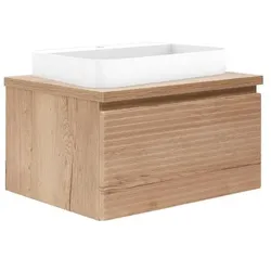 Badezimmerschrank mit Waschbecken und Abdeckplatte Naturel Savona 98x43x44,8 cm Eiche Halifax Schachmatt SAVONA100DHDU
