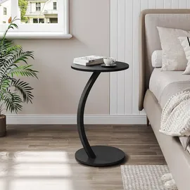 Woltu Beistelltisch, Schwarz, Metall, C-Form, 40x65x40 cm, Wohnzimmer, Wohnzimmertische, Beistelltische