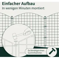 Teichzaun Gartenzaun Hundezaun - Metall Gitterzaun aus Zaunelementen, Farbe:Anthrazit, Set:20x, Bogen:Gerade - Grau