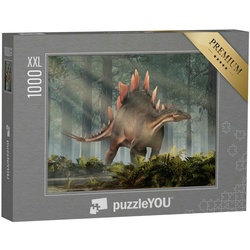 puzzleYOU Puzzle Puzzle 1000 Teile XXL „Stegosaurus, ein Pflanzenfresser, 3D-Illustrati, 1000 Puzzleteile, puzzleYOU-Kollektionen Dinosaurier, Tiere aus Fantasy & Urzeit