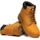Rock Reptile Apprentice Herren Leder Sicherheitsstiefel Stahlkappe Arbeitsschuhe Leichte Schuhe S1P SRC Schnürstiefel, Honigbraun, 42 1/3 EU - 42 EU
