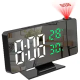 Digitale 180°-projektionsuhr: Multifunktionales, Minimalistisches Design Mit Großem Display – Elektronische Led-uhr Mit Spiegelglanz, Zeigt Temperatur Und Luftfeuchtigkeit An.