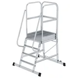 MUNK Günzburger Steigtechnik Aluminium-Podesttreppe einseitig begehbar fahrbar 4 Stufen