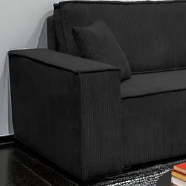 m-punkt Wohnlandschaft Ecksofa COMO Cord mit Bett Sofa Schlafsofa Ottomane rechts links universell - Schwarz