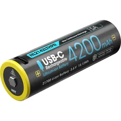Nitecore Li-Ion Akku Typ 21700 - 4200mAh LTHPR, Low Temperature, USB ladbar
