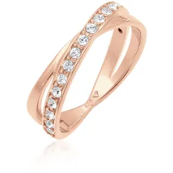 Elli Fingerring »Ring Neuheit Wickelring Kristalle 925 Silber« Elli Rosegold 56