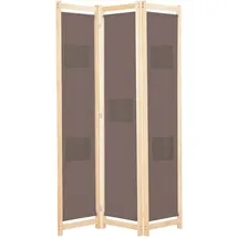 vidaXL 3-teiliger Raumteiler Braun 120 x 170 x 4 cm Stoff