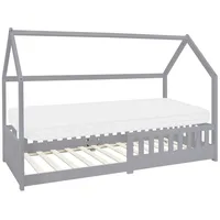 ML-Design Hausbett ML-Design 90 x 200 cm Kiefer grau