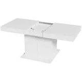 Ausziehbarer Esstisch mit Stauraum, Multifunktionaler Couchtisch für 8 Personen, Rechteckiger Esstisch,Weiß - Weiß