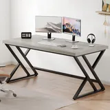 luxuskollektion Grauer PC Gaming Schreibtisch Holz Metall Heimbüro Stauraum