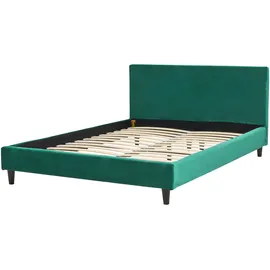 Beliani Bettrahmenbezug Samtstoff FITOU 140 x 200 cm Dunkelgrün