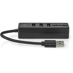 Nedis USB-Hub - USB-A Stecker - 3x USB A Buchse - 5-Port port(s) - USB 3.2 Gen 1 - Stromversorgung über USB - 5 Gbps - SD & MicroSD