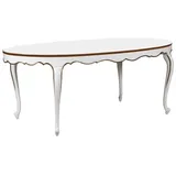 Casa Padrino Luxus Barock Esstisch Weiß / Gold 207 x 114 x H. 78 cm - Ovaler Mahagoni Küchentisch - Barock Esszimmer Möbel - Luxus Qualität