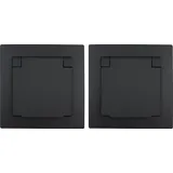 McPower Schutzkontakt-Steckdose Flair 250V/16A, UP, IP44, anthrazit,2er-Pack | Schwarz