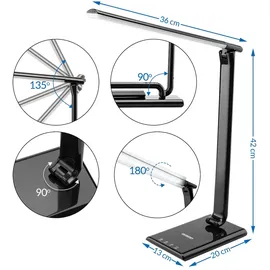 monzana Schreibtischlampe USB Ladeanschluss 5 Helligkeitsstufen Touch Tischlampe Nachttischlampe Leselampe