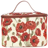 Signare Tapisserie kulturtasche,Damen, Make up Tasche, Kosmetikkoffer, Make up aufbewahrung mit Blumenmustern. (Mohnblume)