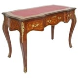 Casa Padrino Schreibtisch Barock Sekretär Mahagoni Intarsien / Gold / Bordeaux 120 cm - Handgefertigter Antik Stil Scheibtisch - Barock Büro Möbel