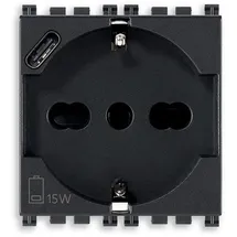 Vimar 19210.USB, 2 Module Grau, IP20, CE, EAC, Esperto elettrotecnico, Direttiva RAEE, 250 V, 16 A - Grau