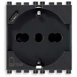 Vimar 19210.USB, 2 Module Grau, IP20, CE, EAC, Esperto elettrotecnico, Direttiva RAEE, 250 V, 16 A - Grau