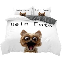 NA Foto Bettwäsche mit Eigenem Foto,Personalisierte Geschenk-Idee/Bettbezug mit eigenem Foto (Grau, 200x200+80x80x2)