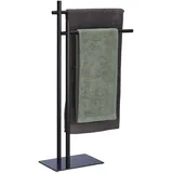 Relaxdays Handtuchhalter mit 2 Armen, HBT: 87,5 x 51 x 20 cm, Stahl, Kleiderablage Bad, schwarz
