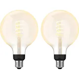 Philips Hue Filamentlampe White Ambiance Globe XL Doppelpack
