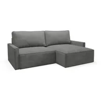 Deine Möbel 24 Wohnlandschaft NEVADA 229 cm breit Ecksofa Sofa Wohnzimmer L-Couch Cord Samt, Bouclé Weiß Creme Grau Hellgrau Dunkelgrau 3 Teile, mit Bettfunktion Schlaffunktion grau
