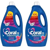Coral Colorwaschmittel Optimal Color XXL Flüssigwaschmittel für länger strahlende Farben mit Farbpflege-Kraft natürlicher Herkunft 60 WL (Packung mit 2)
