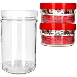 3tlg Set ORTES Vorratsglas 1x 5L & 2x 1,5L Glas Kunststoffdeckel Gitter Einlegen