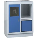 Werkstattschrank mit Abfalleimer für Arbeitsplatte EXPERT, 680 x 455 x 910 mm, blau