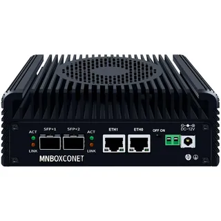 MNBOXCONET Mini PC N305 Firewall 2x10GbE SFP+, Micro Appliance Computer Büro, Barebone NO RAM NO SSD, 2xi226V 2.5GbE LAN, Type-C, TF, HD, Support Windows OPNsense, SPK/MIC