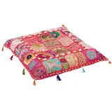 albena shop Isha Indisches Bodenkissen (Pink) 55 x 55 cm, Dekokissen, orientalisches Wohnen und Einrichten