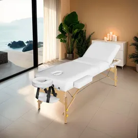 Tectake tectake® 3 Zonen Massageliege mit 10cm Polsterung, Rollen und Holzgestell