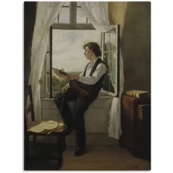 Leinwandbild ARTLAND "Der Geiger am Fenster. 1861", braun (farbe bild(er): braun), B:60cm H:80cm, Canvas, Leinwand, Bilder, auf Keilrahmen gespannt