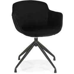 Kadima Design Wohnzimmerstuhl Schwarz Samtig | 42cm Sitzhöhe | 360° Drehfunktion | Komfortable Armlehnen | Metallrahmen