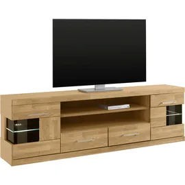 OTTO home Ribe Lowboard 180 cm Braun Glas/Holz/Massivholz