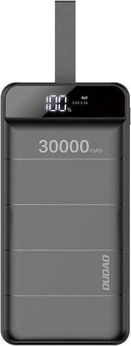 Dudao power supply 30000 mAh 3x USB with LED black (K8s + black) (30000 mAh, 10 W), Powerbank, Schwarz