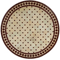 Marokkanischer Mosaiktisch D80 Bordeaux Raute rund Mosaik Gartentisch Esstisch