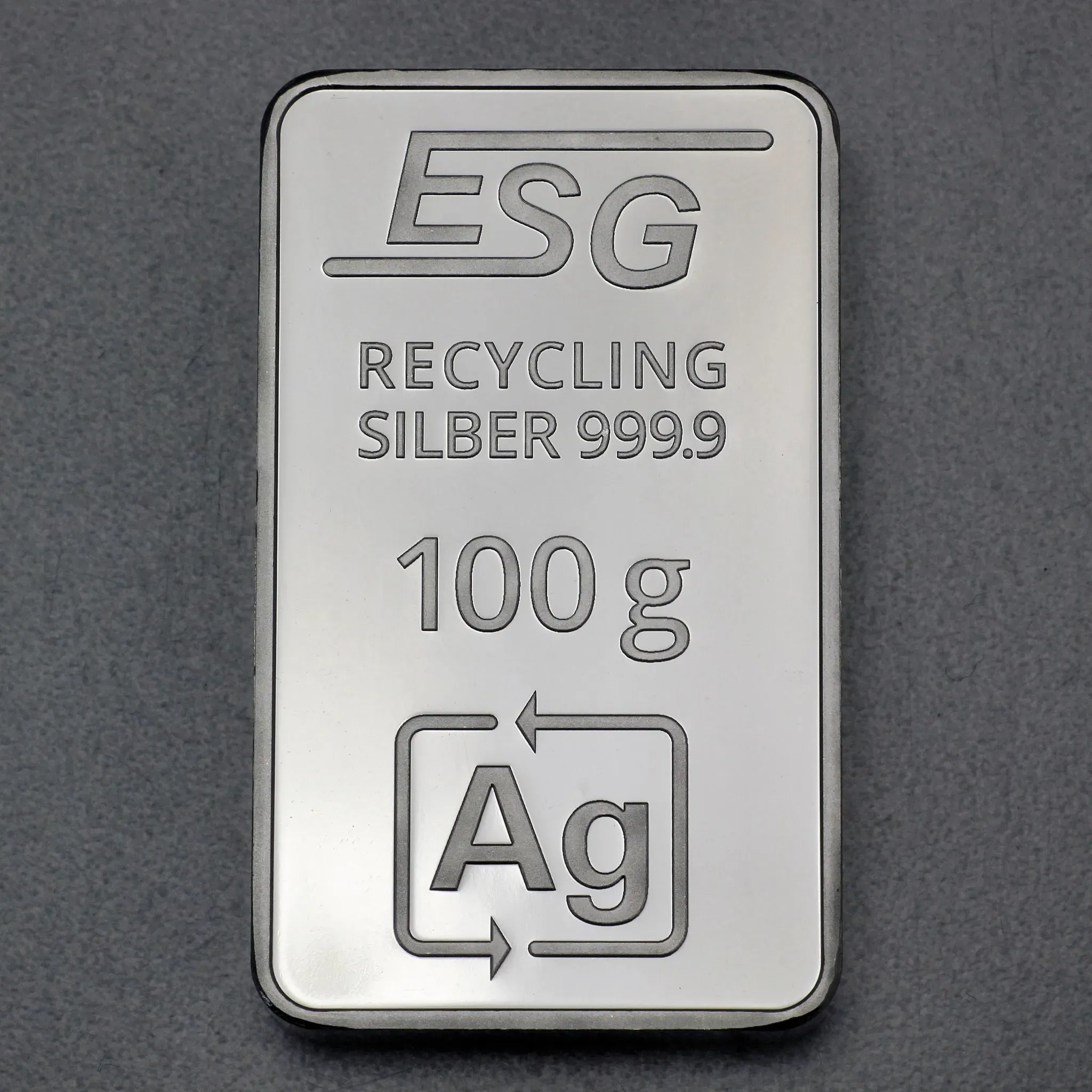 Silberbarren 100g ESG geprägt gravierbar Recyclingsilber
