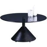m2 Couchtisch Montreal 2 in Schwarz Glas Metall rund, Sockel, 80x40x80 cm