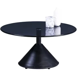 m2 Couchtisch Montreal 2 in Schwarz Glas Metall rund, Sockel, 80x40x80 cm