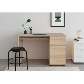 vogl möbelfabrik Schreibtisch VOGL MÖBELFABRIK "Tobi, wahlweise mit 3 Schubkästen oder 1 Schubkasten/1 Tür", braun (buchefarben), B:115cm H:73cm T:56cm, Tische, Schreibtisch, optional mit Tastaturauszug, Breite 115 cm