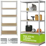 Juskys Basic 200 x 100 x 60 cm - Metall Schwerlastregal 5 Böden, 875 kg verzinkt
