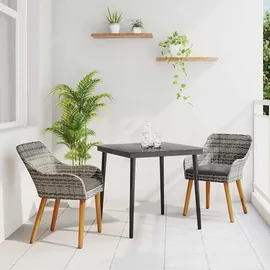 vidaXL Garten Essgruppe 3-tlg. Grau