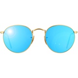 Ray Ban Round Flash RB3447 112/4L 50-21 polished gold/blue